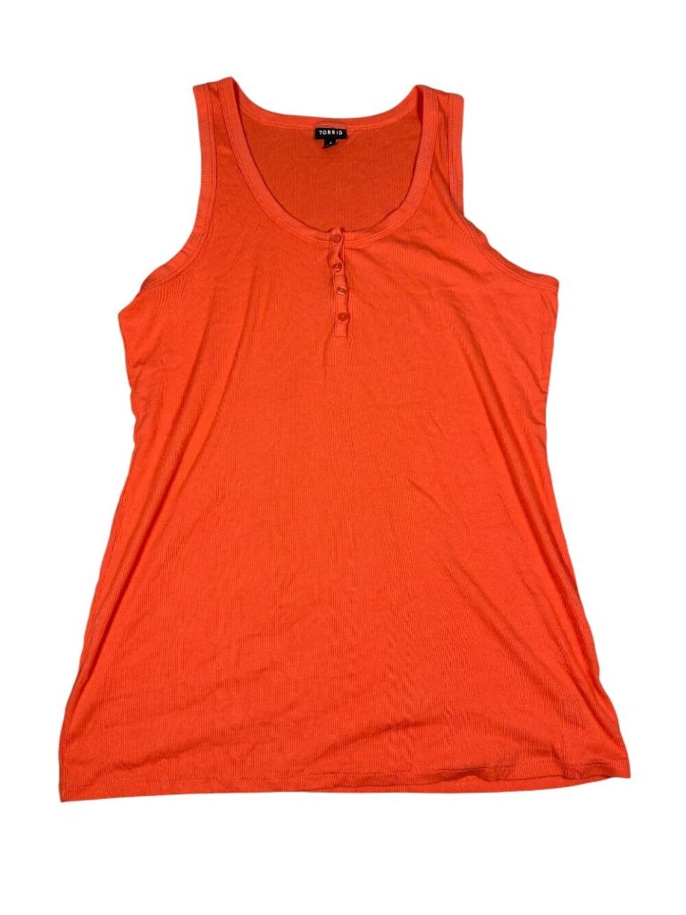 Torrid Womens Orange Tank Top Button Detail 4 Cotton Blend Casual Sleeveless